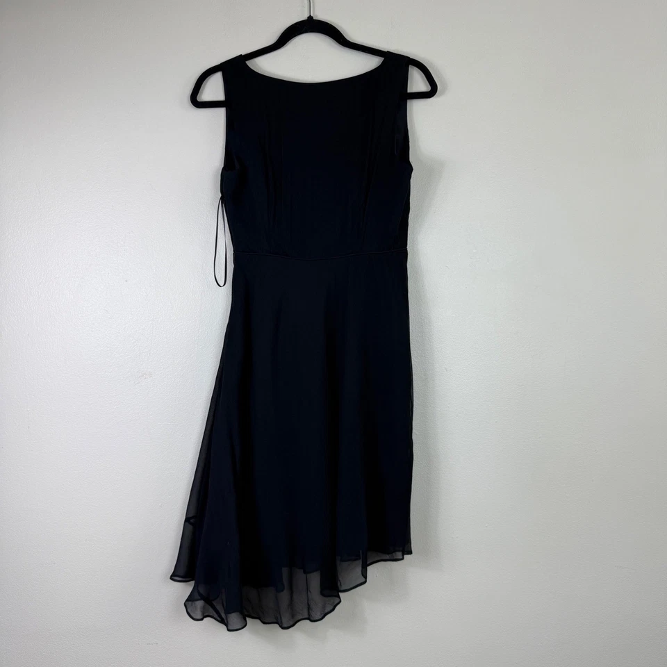 J.Crew Womens Black Silk Chiffon Asymmetric Hem Cocktail Dress Size 2P - Image 2 of 4