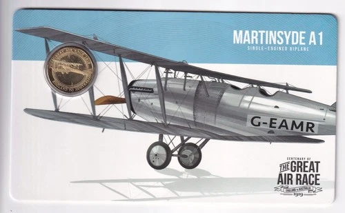AUSTRALIAN: 2019 $1 THE GREAT AIR RACE ENG TO AUS MARTINSYDE A1 COIN #M3969