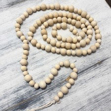 83" Wood Beaded string garland for boho home decorations