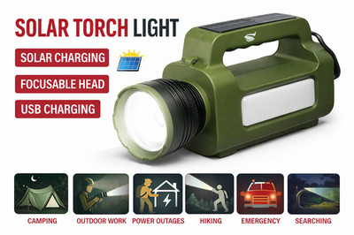 Solar Wiederaufladbare LED Taschenlampe Licht USB Camping Notfall Strahler Grün