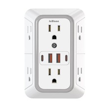 US Plug Power Strip 6 AC Outlets 4 USB Ports 2 Type-C Fast Charging