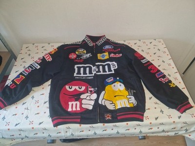 Vintage JH Design M&Ms Candy Nascar Jacket Mens 2XL Black Embroidered Y2K