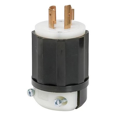 Leviton 2411E Lockingplug, 20A, 2Hp, Black;White, Nylon