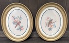 Vtg Homco Home Interior Birds Grannycore "Gold" Guild Oval Frame Pictures Set 2 — photo 1