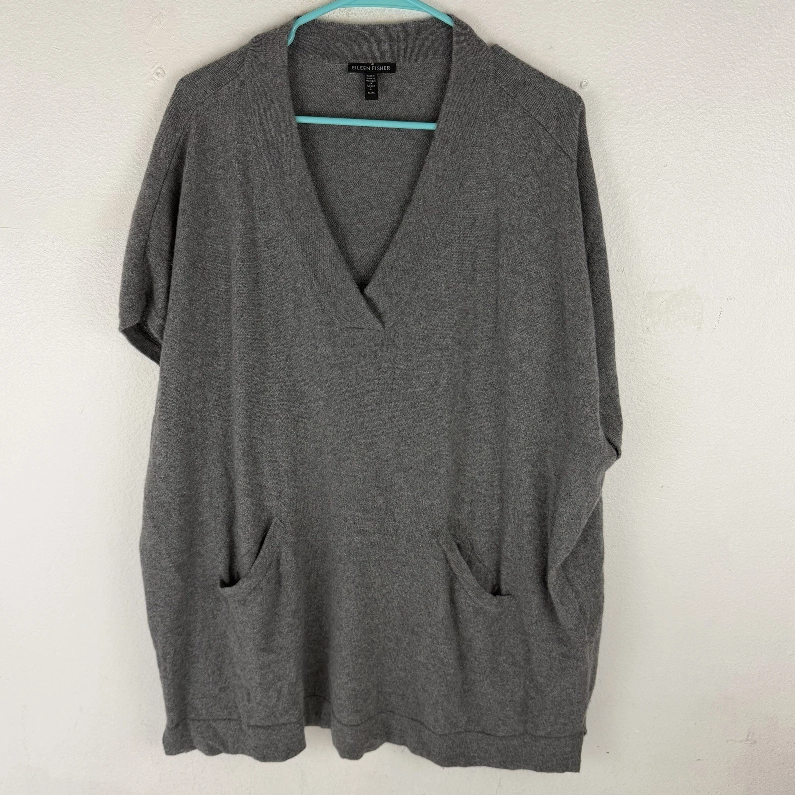 Eileen Fisher Women’s Pullover Cashmere Poncho Sweater Size Medium Gray
