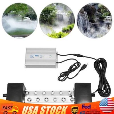 12-Head Ultrasonic Mist Maker 8400mL/H Pond Fogger Mister Machine 110V w/2 Buoy