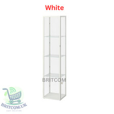 IKEA BLALIDEN Large Glass Display Cabinet 4 Shelf Free Standing Storage Showcase