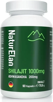 NATURELAN Shilajit kapseln Original Himalaya Mumijo -1000mg mit Ashwagandha -90 vegane Stk