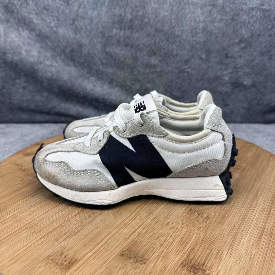 New Balance 327 Zapatos Niños Talla 11 Blanco Negro Gamuza Malla PS327FE Retro Correr Foto 3 de 4