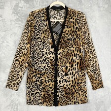 Iman Womens Cardigan Size M Brown Leopard Pri...