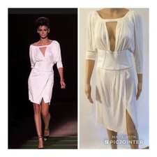 GIANNI VERSACE PLUNGING NECKLINE LEATHER BELT DRESS SZ 40