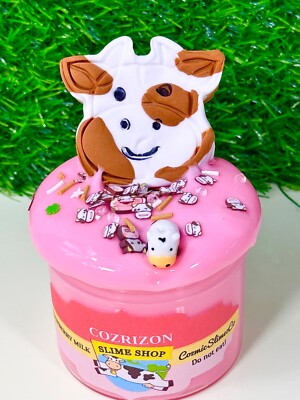 Strawberry Milk Thick & Glossy Slime DIY Clay Cow~ Scented~ Slime Shops ~ASMR