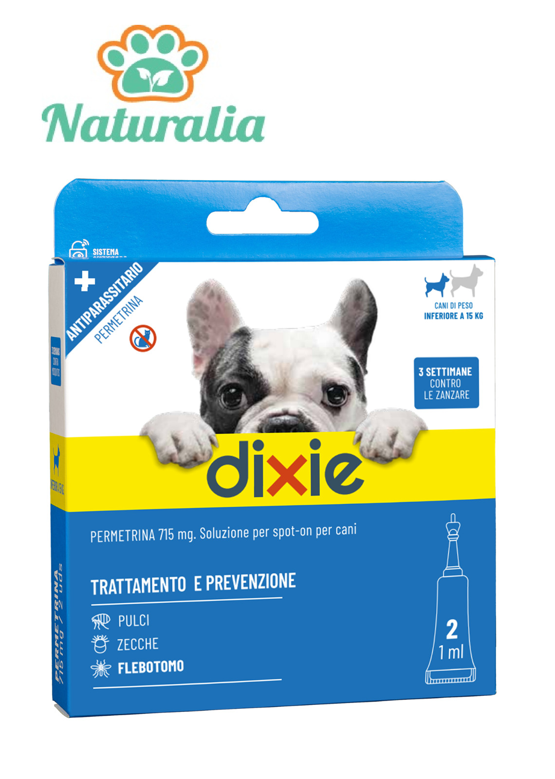 ANTIPARASSITARI DIXIE - PIPETTE CANE PERMETRINA 1 ML - BLISTER 2 PZ...