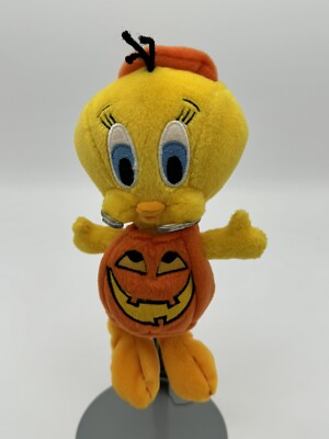 Vintage 1998 Tweety Pumpkin Halloween Bean Bag Plush Warner Bros Tunes of Terror