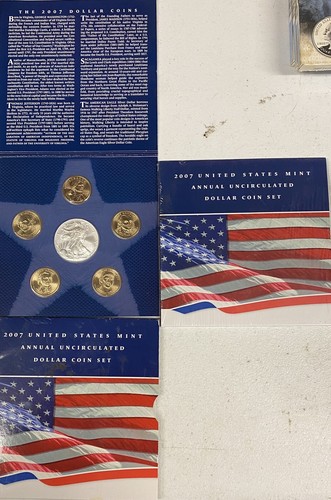2-2007 US Mint Uncirculated Dollar Coin Sets + Silver Eagles Free US Shipping ZC