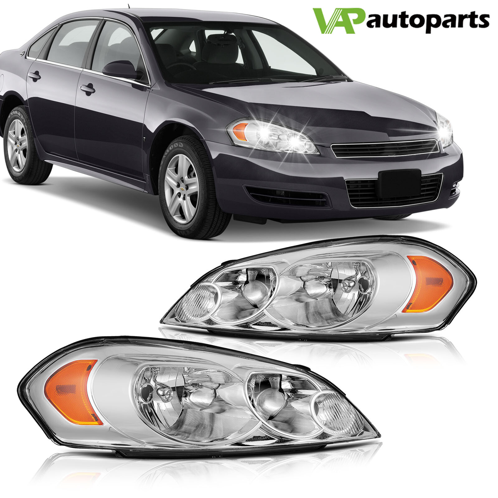 For Chevy Impala 2006-2013 Headlights Assembly Clear Lens Lamps Front Left+Right