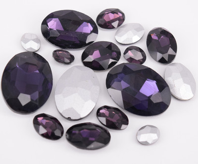 Glass Rhinestone Jewels Crystal Applique Elliptic Violet Size Selection 
