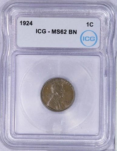 1924 Lincoln Cent 1c ICG MS62 BN