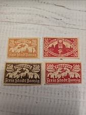 Briefmarken 4x Freie Stadt Danzig 20, 50, 250 + 500 Mark Flugpost + Kleinrentner