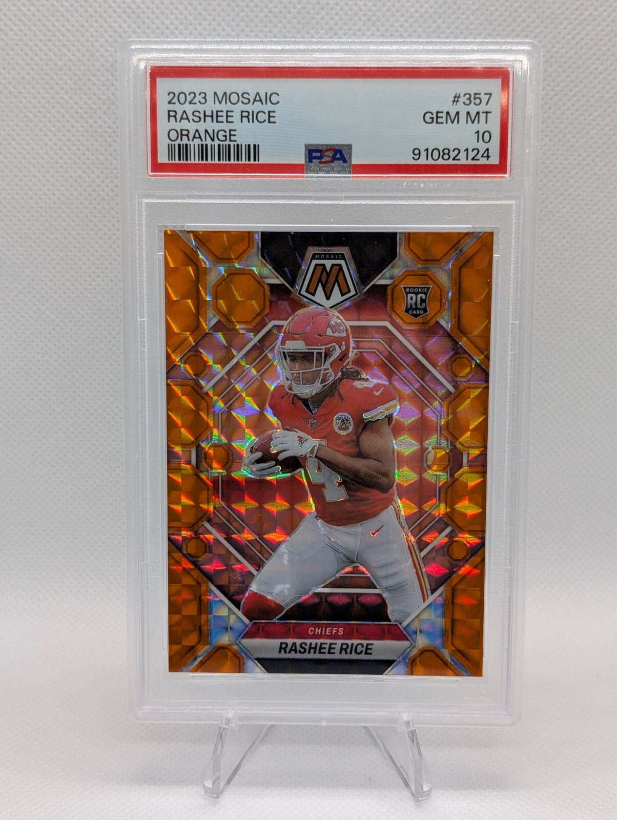 2023 Panini Mosaic - Rookies Rashee Rice #357 Orange Mosaic Prizm /199 PSA 10