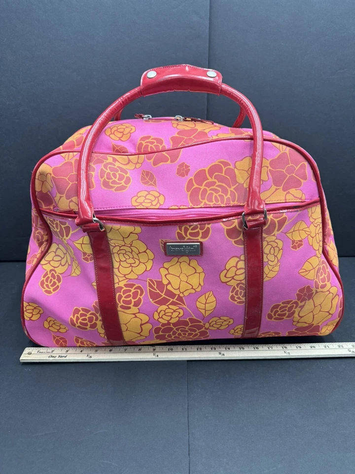 Luggage Set Travel Girl “The Lucy” Savvy Collection Pink Floral Rolling Duffle - Image 2 of 4