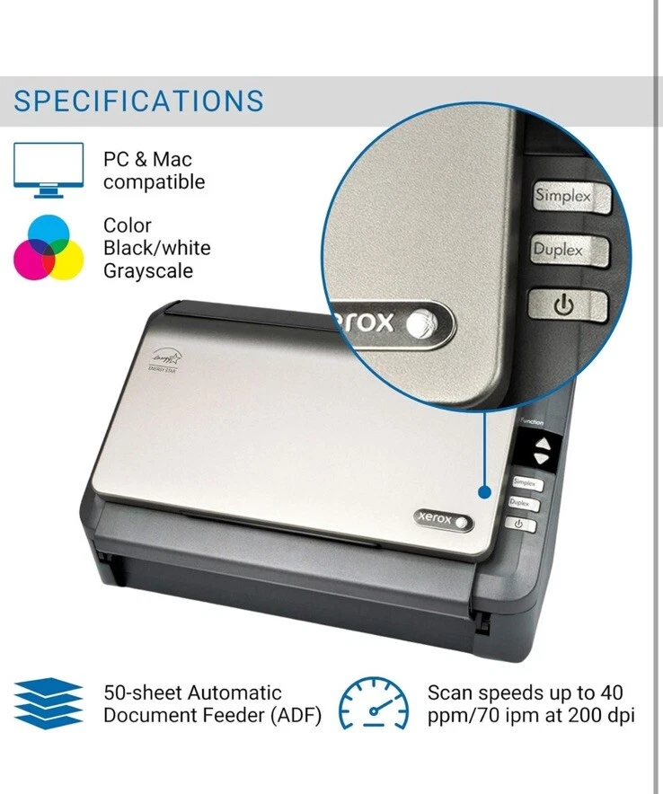 Xerox DocuMate 3125 Document Scanner (XDM31255M-WU) RE-NEWED - Image 3 of 4