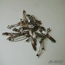12 PCS HAIR CLIPS BARRETTE FRENCH STYLE HAIR BOW PLAIN SILVER METAL Jumbo 3.25