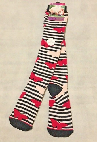 Calze lunghe donna Welly UK4-7 cani, ombrello, fiore, farfalla, impronta a righe - Foto 4 di 17