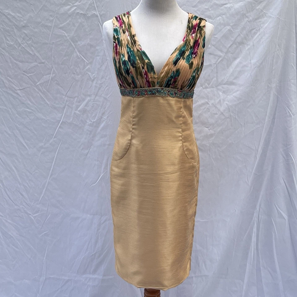 Mikael Aghal бисером платье куртка комплект Sz 8 золото мать невесты MOB официальный - Изображение 3 из 4