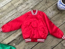 Vintage 80s King Louie Satin Bomber Jacket Mens L Red USA