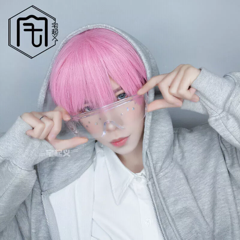 Pink Short Hair Harajuku Kawaii Fashion Men Boys Gay kakkoii Daily