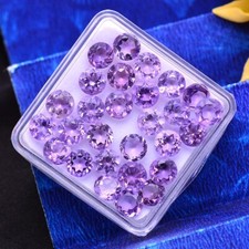 VVS 28 Stück Natürlich Amethyst Nicht Erhitzt 6mm Rund Schliff Glänzend Lila