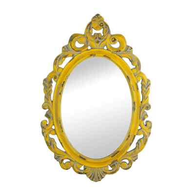 Weathered look Vintage Hannah Yellow Mirror