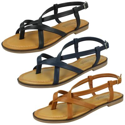 Damen Savanne flache Riemen Toepost Sandale mit Schnalle Riemen F0R0444