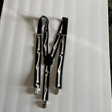 Day of the Dead Skull Skeleton Clip-on 1" Adult Suspenders Y-Shape 1X Halloween