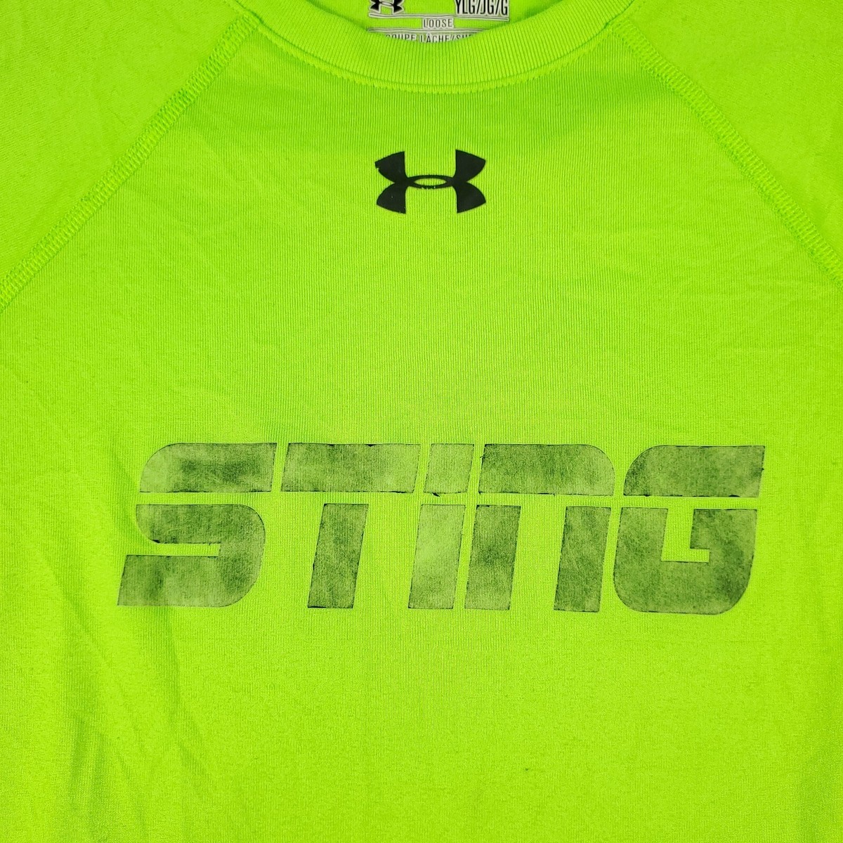 Under Armour T Shirt Boys Large YLG Neon Yellow Casual Short