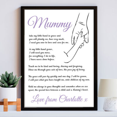 Personalisiertes Geschenk für Mama Weihnachten Geburtstag Gedicht Mama Sohn Tochter