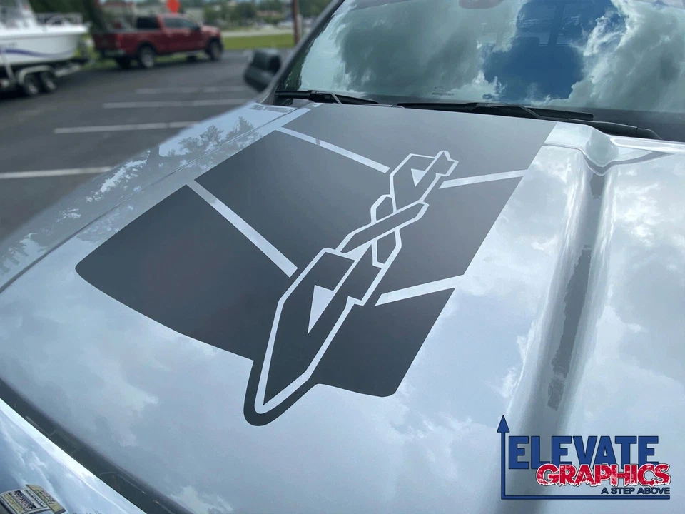 For Dodge Ram 1500 & 2500 Stripes Hood Decals Vinyl Graphics Stickers 2019-2025 - Image 2 of 4