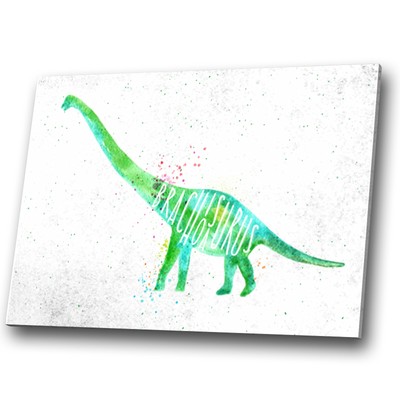 Animal Canvas Print Framed Kitchen Wall Art Picture Dinosaur Green