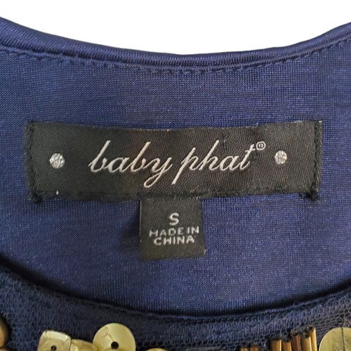 Baby Phat Dress One Shoulder Dark Blue Sequin Mini Vintage Junior's Size S Y2K - Picture 9 of 12