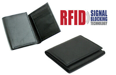 HERREN RFID-SICHER LEDER ULTRASCHLANK KREDITKARTENETUI GELDSCHEIN ETUI GELDBÖRSE SCHWARZ 185