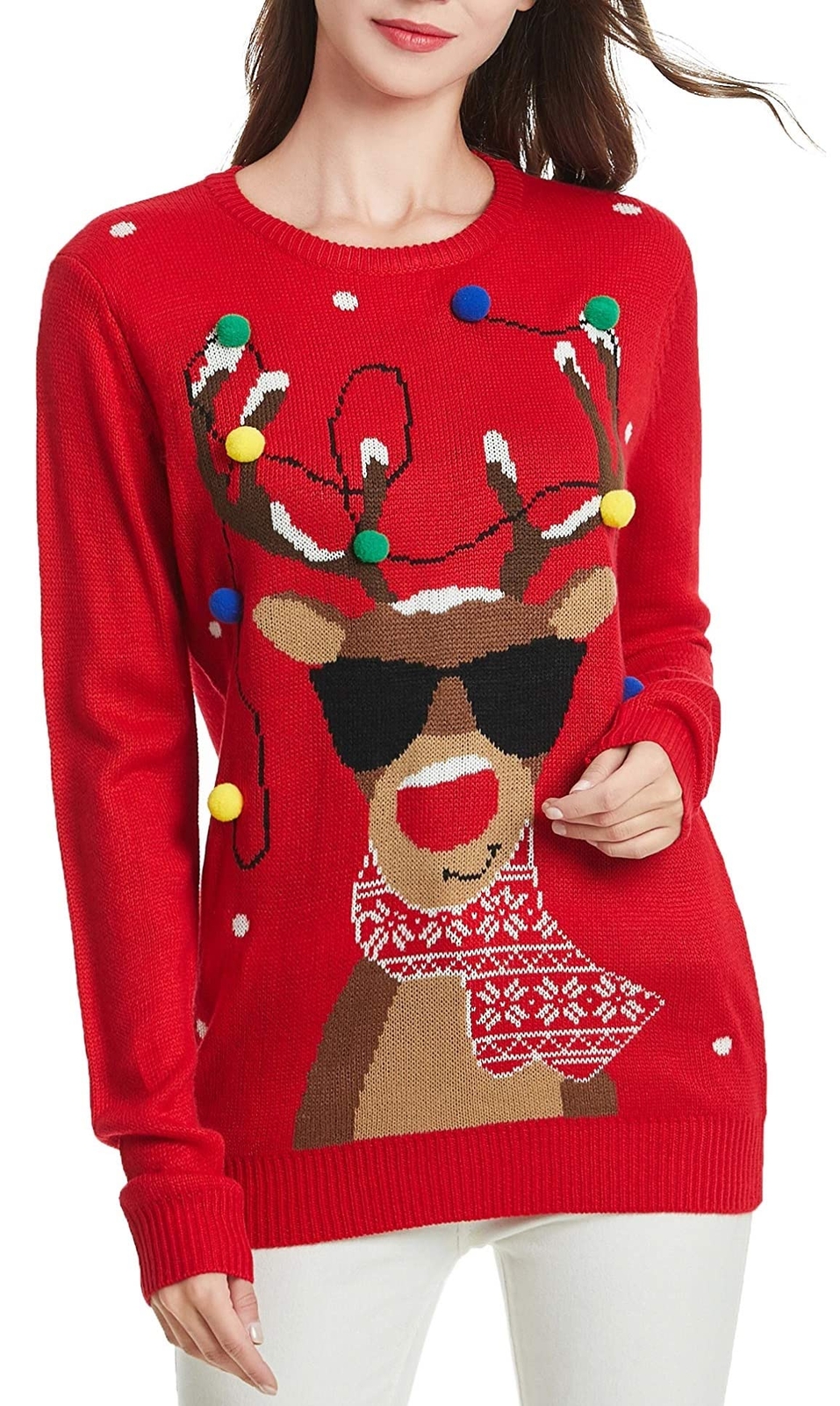 *daisysboutique* Womens Christmas Reindeer Rudolph Girl Sweater Knitted Holiday