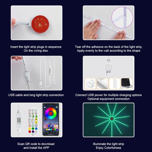 LED Firework Strip Light Dream Color RGB USB Smart Music Sync APP Remote Control - Picture 12 of 18