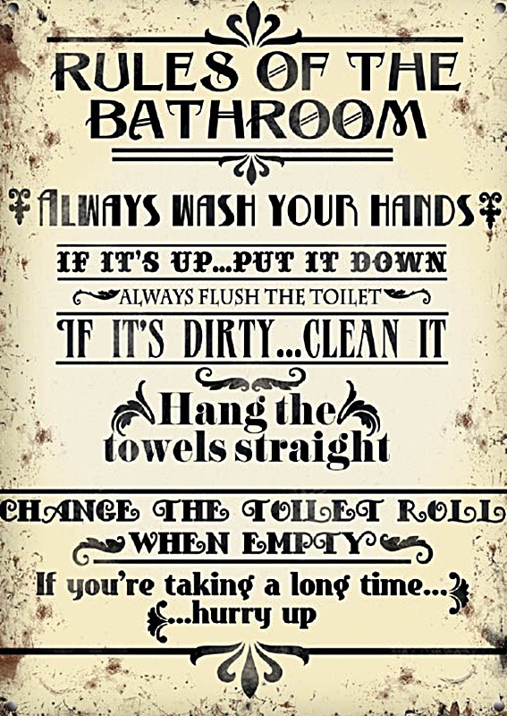 Rules of the Bathroom small steel sign 200mm x 150mm  PRICED TO CLEAR!