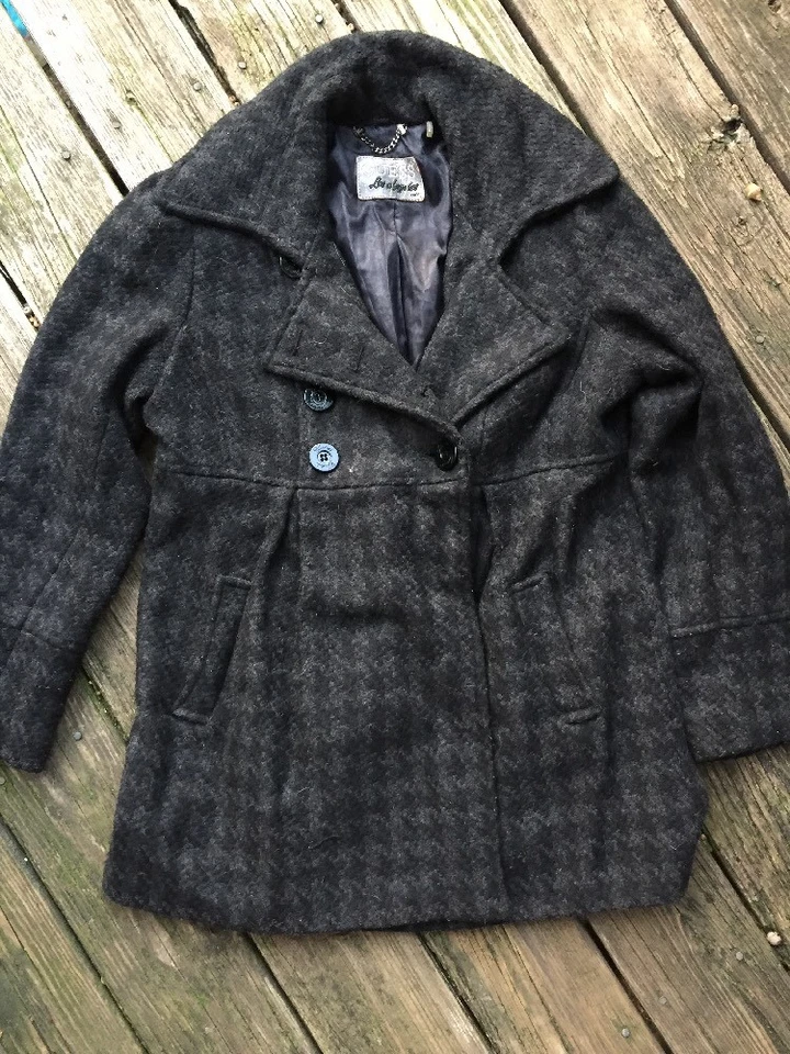 ПРОДАЖИ подлинный GUESS LOS ANGELES шерстяная смесь Tartan клетку Куртка Пальто женщин Sz L - Изображение 2 из 4