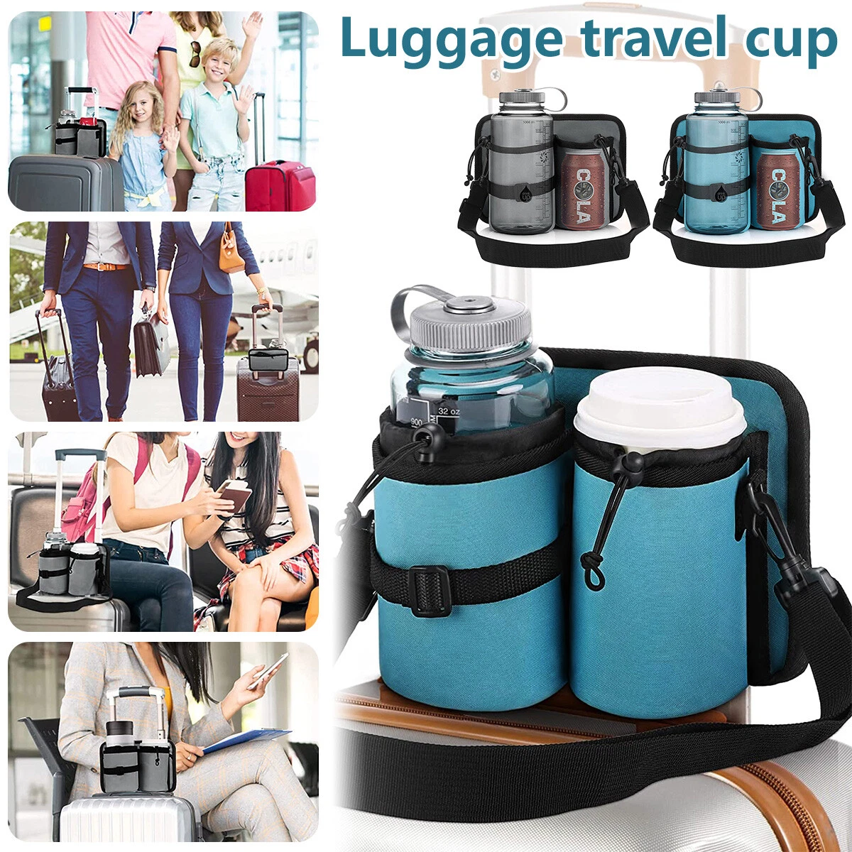 Luggage Cup Holder Travel Drink Bag Hand Drink Caddy 2 Coffee Mugs