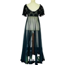 Vtg 70s Tosca Lingerie 2 Pc Sheer Black Peignoir Set Goth Babydoll Boudoir S