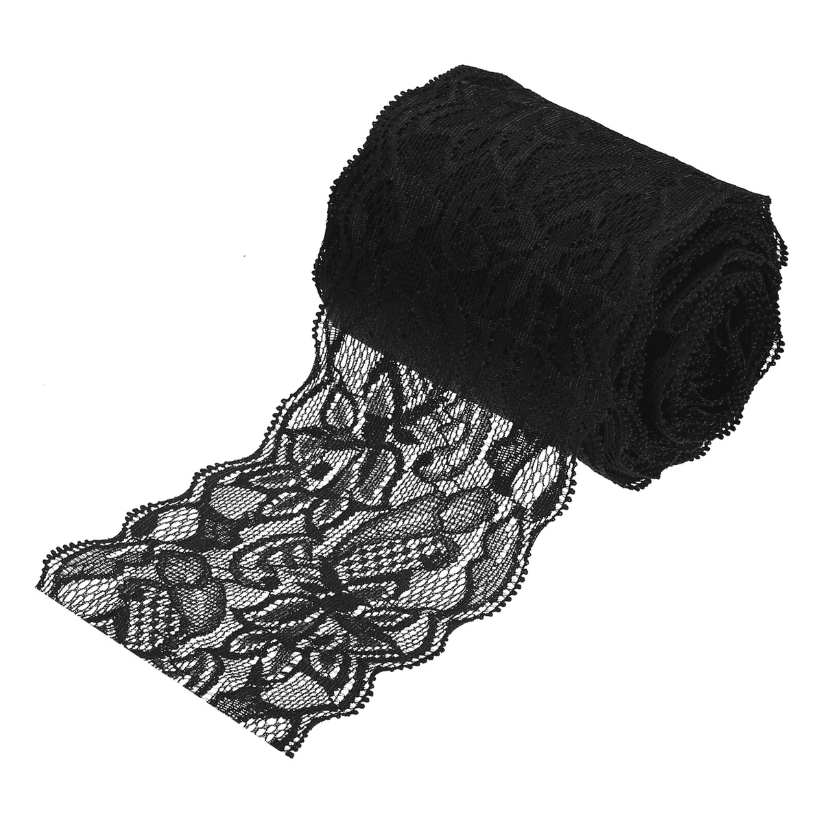3 Inch Wide 10 Yard Lace Ribbon Floral Pattern Black Lace Trim