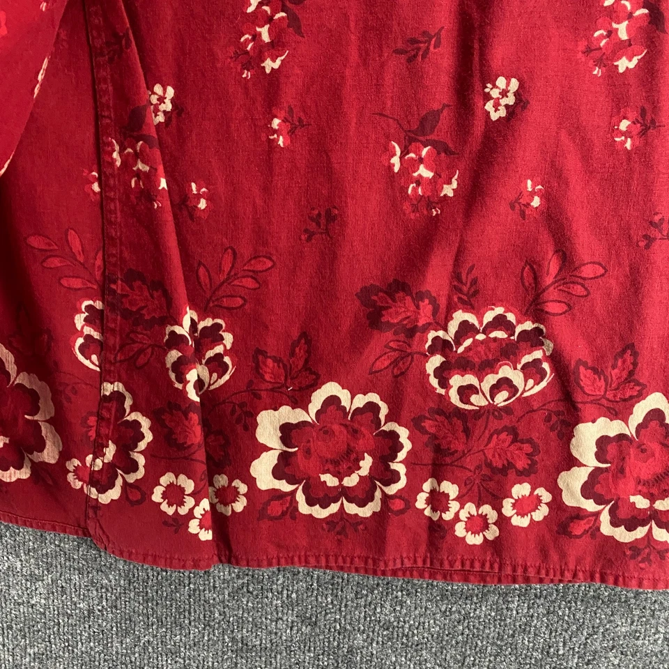 Falda envolvente Eddie Bauer Petite talla 4P roja floral lino cottagecore pradera boho Foto 4 de 4