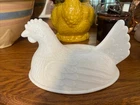 Vintage Indiana White Milk Glass Hen On Nest (Top Only)